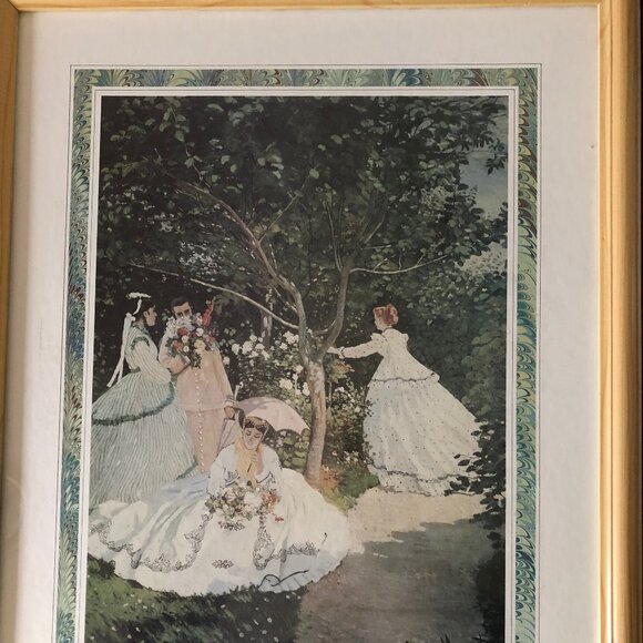 Claude Monet "women in the garden" print wood framed wall art home decor - Picture 1 of 4